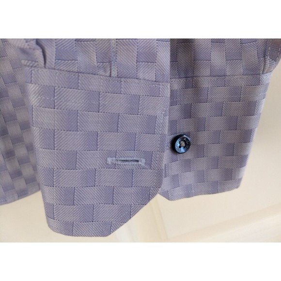 BUGATCHI UOMO Lavender Geometric XXL Button Up Dress Shirt Flip Cuff Long Sleeve - Picture 5 of 16